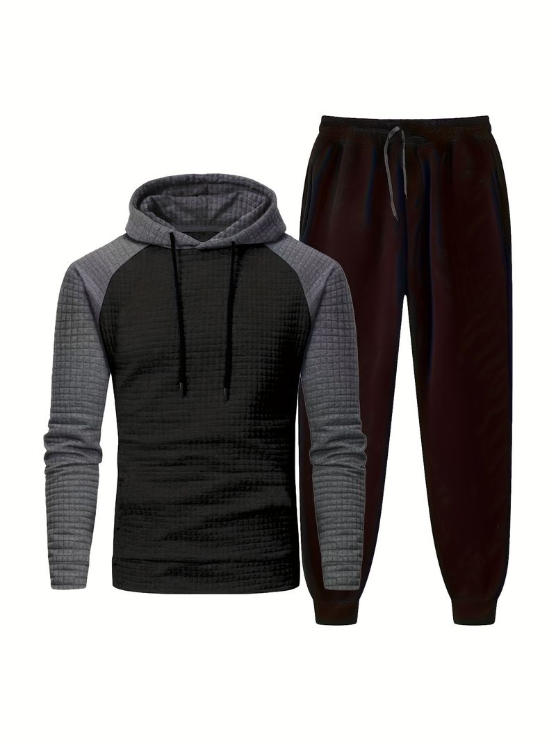 ​Stilvolles Colorblock-Kapuzenpullover-Set für Herren – Slim Fit, lässiges Winter-Outfit für urbane Mode​_voghion.com