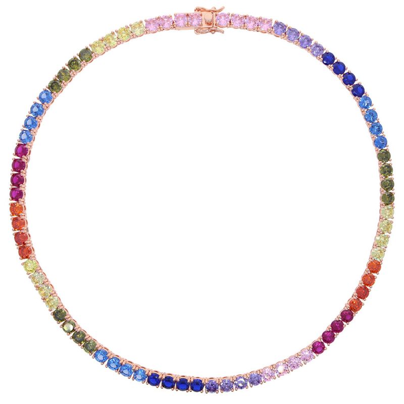 Sieraden voor mannen en vrouwen Hiphop Nieuwe 5 mm kleur Zirkoon Tennisketting Hiphop ketting Tennisketting_voghion.com