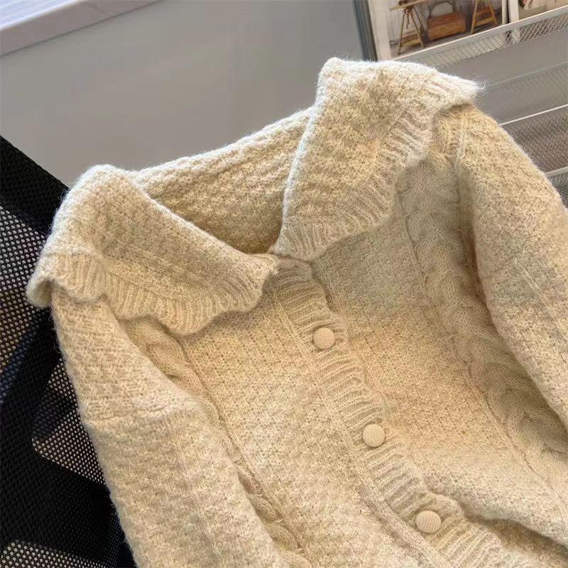 2024 autunno inverno nuovo dolce morbido maglione appiccicoso cardigan largo e sottile, giacca in maglia in stile college per le donne_voghion.com