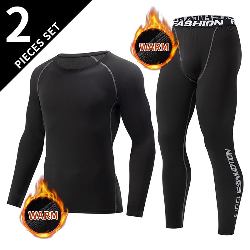Completo intimo termico da uomo taglie forti, primaverile e autunnale, strato di base, intimo invernale, caldo e spesso, senza cuciture_voghion.com