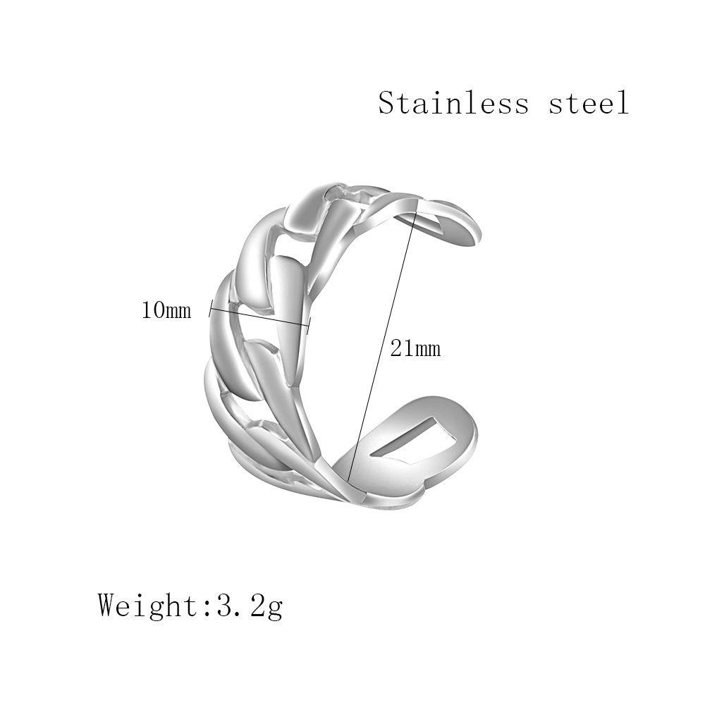 Neues hohles, offenes kubanisches Kettendesign für Frauen, einfacher, verstellbarer Titanstahlring_voghion.com