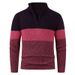 Men's Fashion Quarter-Zip Sweater – Oversized Pullover With Colorblock Design, Washed Texture & High Neck For Urban Layering_voghion.com