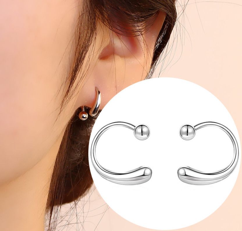 Orecchini a bottone a goccia con chiusura a vite, leggeri, da donna, placcati in argento 925 J1_voghion.com