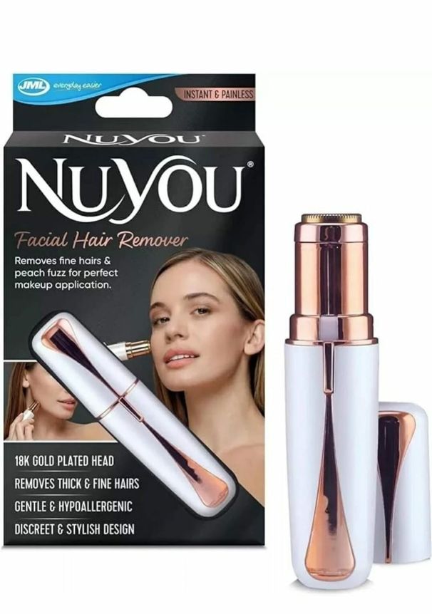 JML NuYou Gesichtshaarentferner, 18 Karat vergoldeter Kopf, Reinigungsbürste, schmerzlos_voghion.com