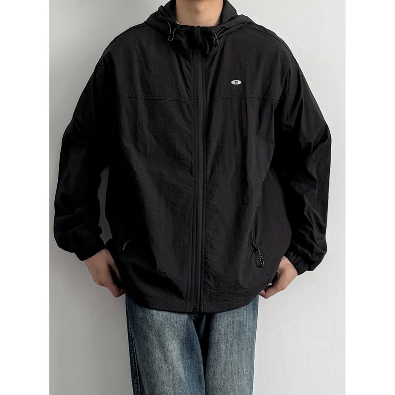 Sweat à capuche léger et respirant pour homme, coupe-vent d'été ample avec capuche, veste d'extérieur décontractée pour la randonnée et les voyages_voghion.com