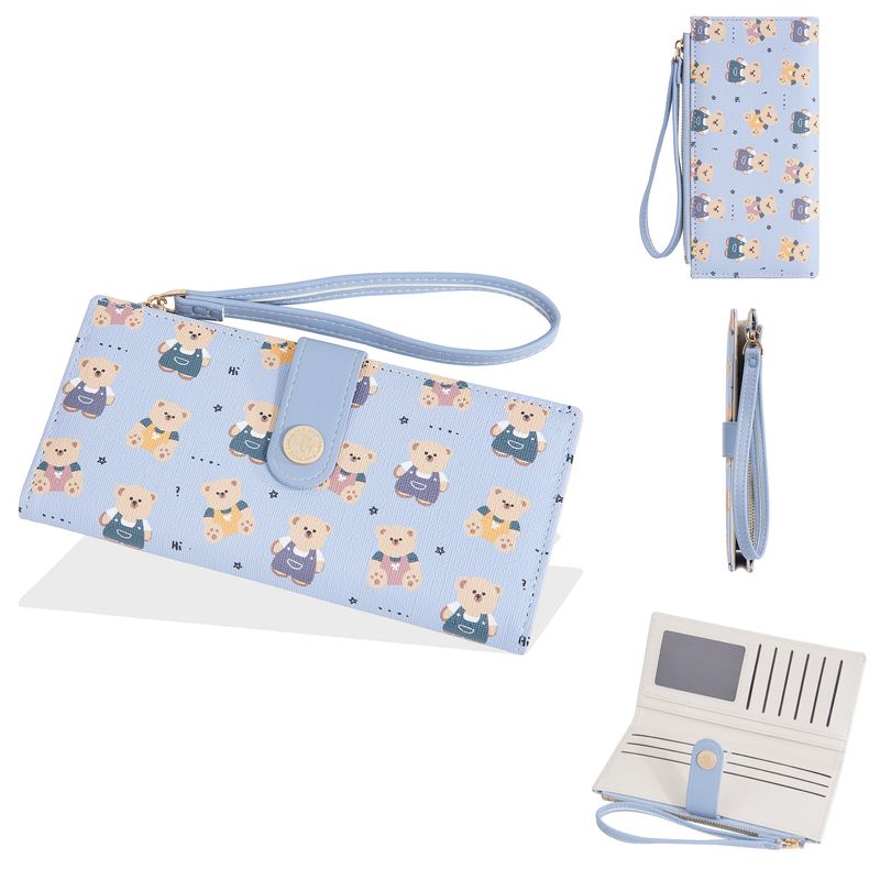 Women's Bags New Ladies Long Wallet Cute Bear Multi Card Wallet Thin Zipper Wallet_voghion.com