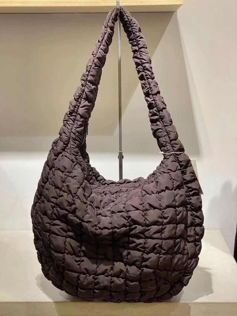 Borsa a tracolla multifunzionale con piume, grande capacità, leggera e trapuntata, da donna, modello Pleated Clouds, alla moda, casual e quotidiana_voghion.com