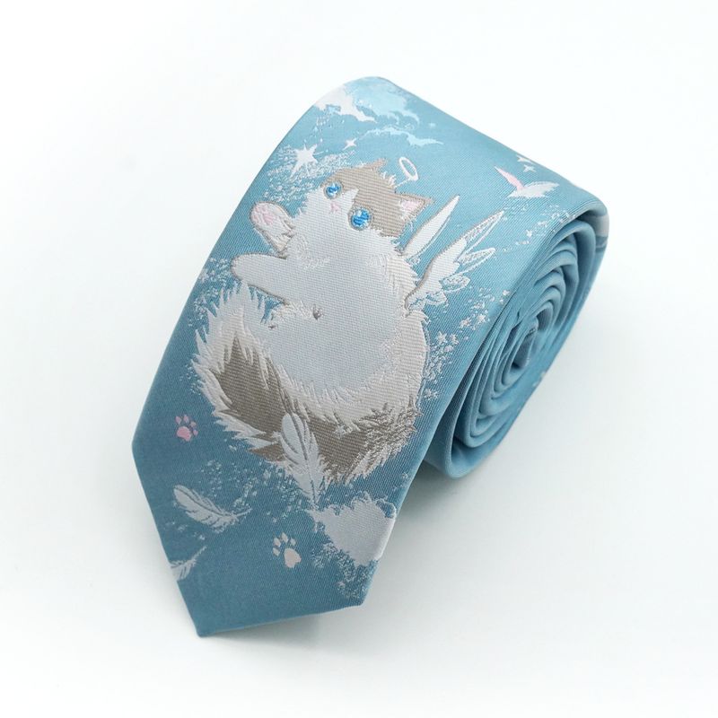 【Ragdoll Cat/Cloud Rabbit】Authentic JKDK Hand-Embroidered Tie For Male And Female Students_voghion.com