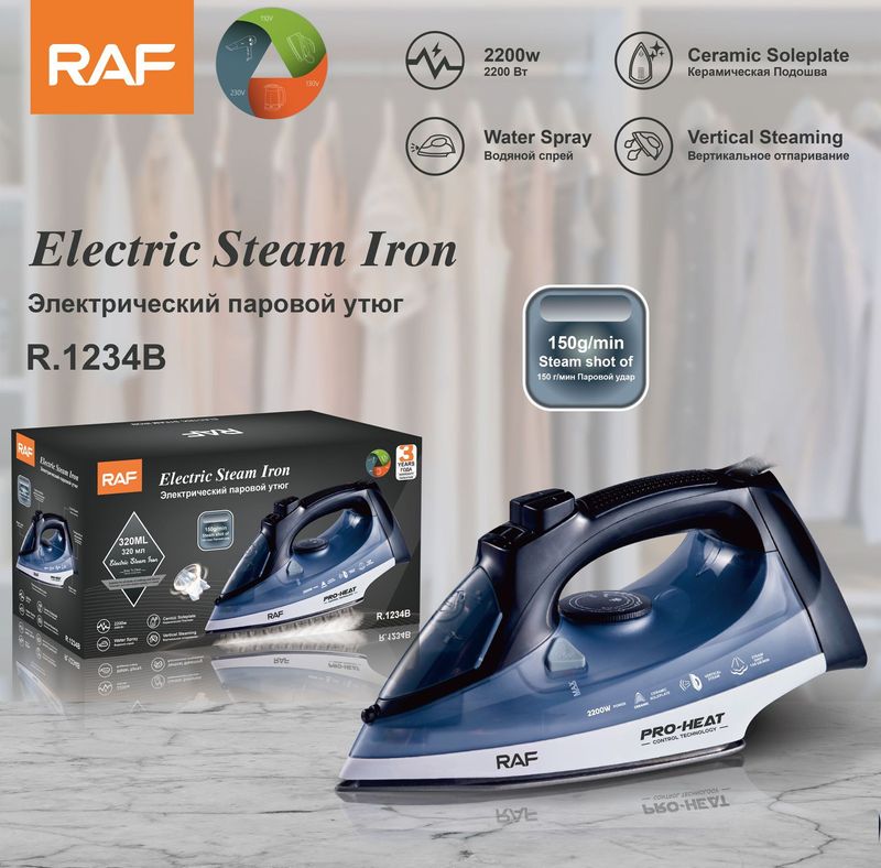 Fier de călcat cu abur de uz casnic RAF european și american Fier de călcat electric suspendat de mână cu fir Uscat și umed 2200W_voghion.com