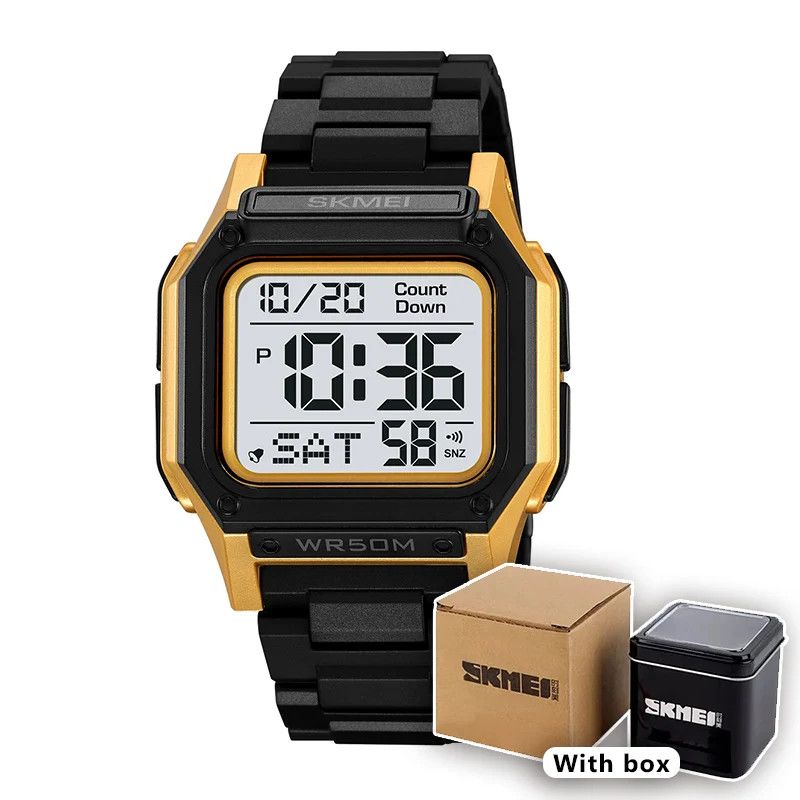 Lässige 5-Bar-Digitaluhr mit Hintergrundbeleuchtung, SKMEI 2264 Stoppuhr, wasserdicht, für Herren, wasserdicht_voghion.com