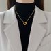 Collana in vero oro con ciondolo a forma di cerchio in acciaio al titanio con ciondolo a forma di fornace eolica, estremamente semplice, per donna 【 】_voghion.com