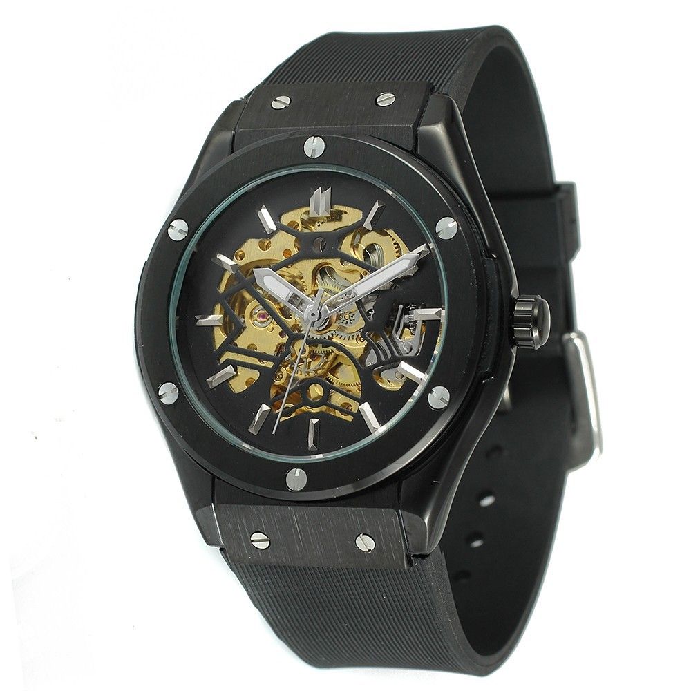 Forsining European And American Adhesive Tape Men's Mechanical Watch, Fashionable And Casual, Hollowed Out And Transparent Fully Automatic Mechanical_voghion.com
