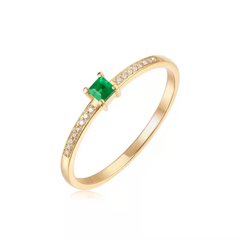 New Style Real Gold Plated Light Luxury Cultivated Emerald Open Diamond Ring Women's Design_voghion.com
