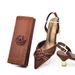 New Solid Color Three-dimensional Applique Decorative Middle Heel Pointed Shoes With Dinner Bag Set_voghion.com