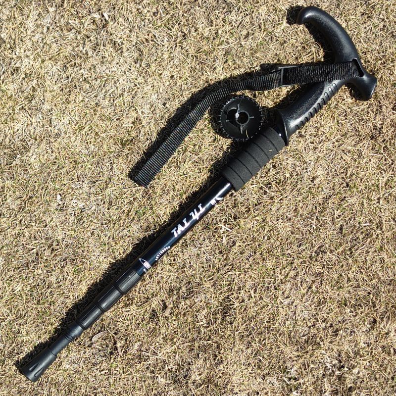 Kije trekkingowe Outdoor 4-sekcyjne, ultralekkie, aluminiowe, z uchwytem w kształcie litery T, wygięte, proste, teleskopowe, wspinaczkowe_voghion.com