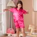 Kinder 2025 Sommer-Pyjama aus dünner Eisseide | Kurzarm-Shorts-Set | Unisex-Loungewear für Jungen und Mädchen_voghion.com