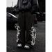 Retro Print Jogger Pants - High Street Hip-Hop Inspired Straight-Leg Sweatpants For Men, Polyester Casual Trousers With Drawstring Waist_voghion.com