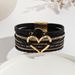 Cord Bohemian Multi-layer Raw Stone Heart Women Wrapped Leather Bracelet_voghion.com