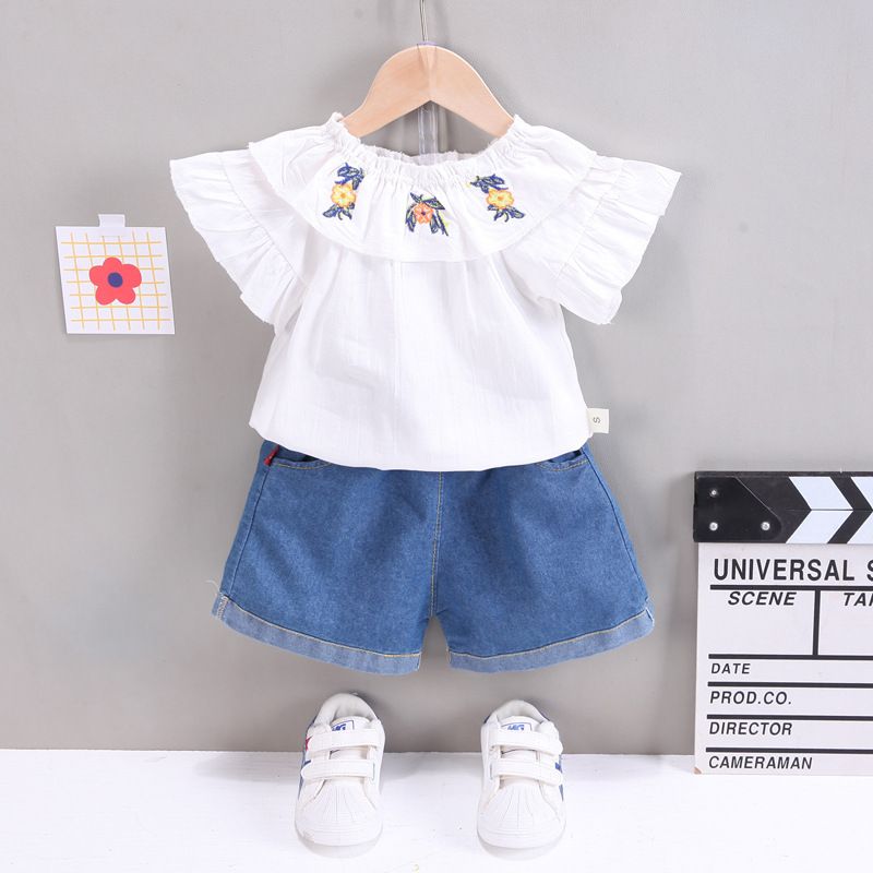 Kinderkleidung Mädchen Sommerkleidung 2024 Neue Internet-Promi-Mädchen Kinderkleidung Sommer Kurzarm Zweiteiler Trendy Kleidung_voghion.com