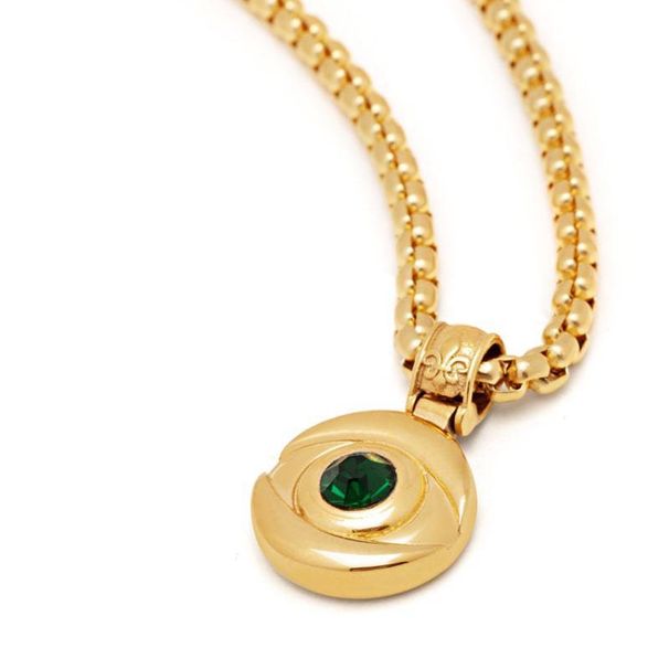 Collana con ciondolo da uomo di qualità Heavy Industry con ciondolo protettore intarsiato con zircone e occhio del diavolo._voghion.com