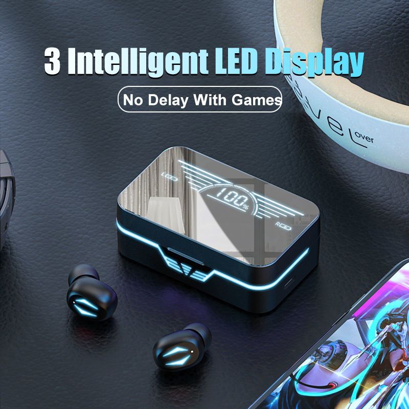 Bluetooth headset touch control zero delay wireless headset with microphone 1800mAh charging box headset_voghion.com