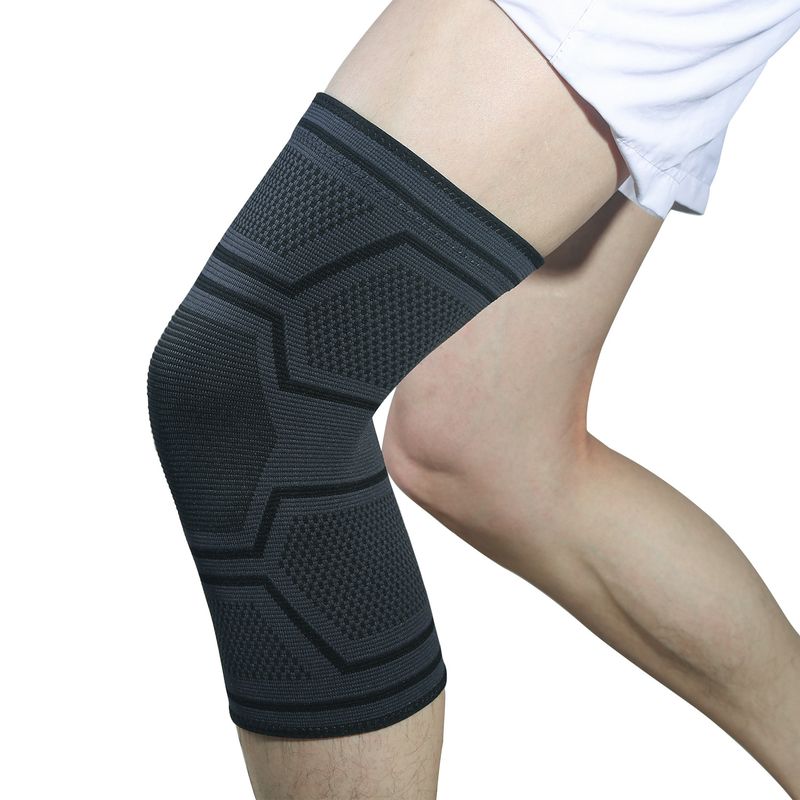 New silicone anti slip sports knee pads basketball running fitness knee pads support outdoor mountaineering cycling knitted knee pads_voghion.com