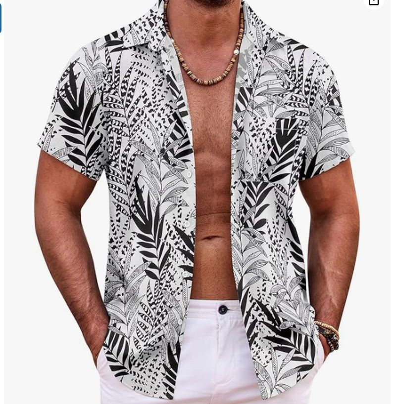 Heren zomer casual bedrukt overhemd met korte mouwen vakantie_voghion.com