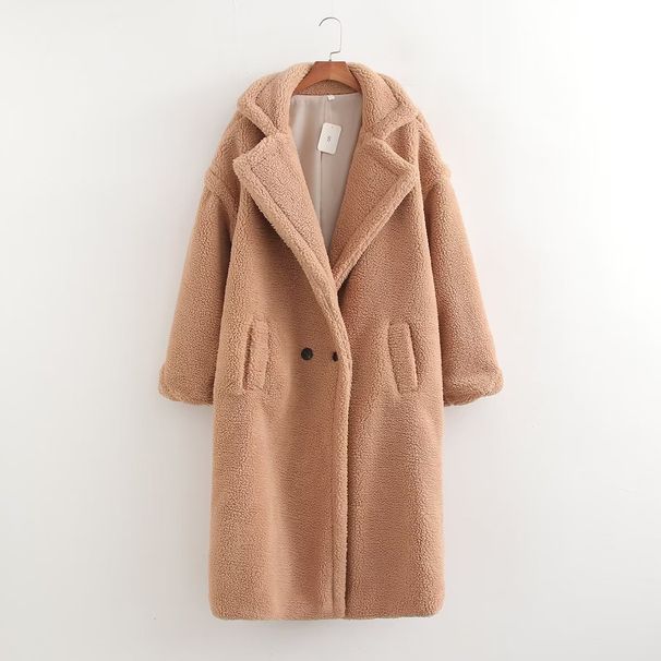 Damenbekleidung ins Winter neuer verdickter lockerer Reversmantel aus Lammwolle für Damen_voghion.com