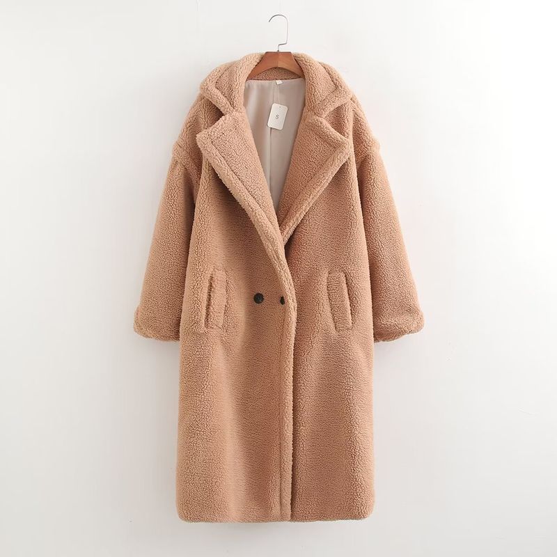 Abbigliamento da donna ins inverno nuovo cappotto in lana d'agnello con risvolto largo spesso per le donne_voghion.com