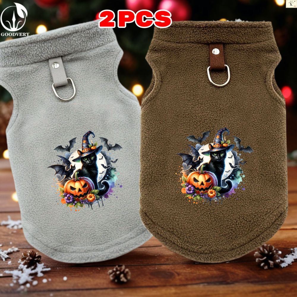 Felpe con cappuccio in stile Halloween a forma di canguro, 2 pezzi, mantengono il tuo animale domestico al caldo in autunno e inverno. Include una tasca posteriore, ideale per passeggiate e avventure._voghion.com