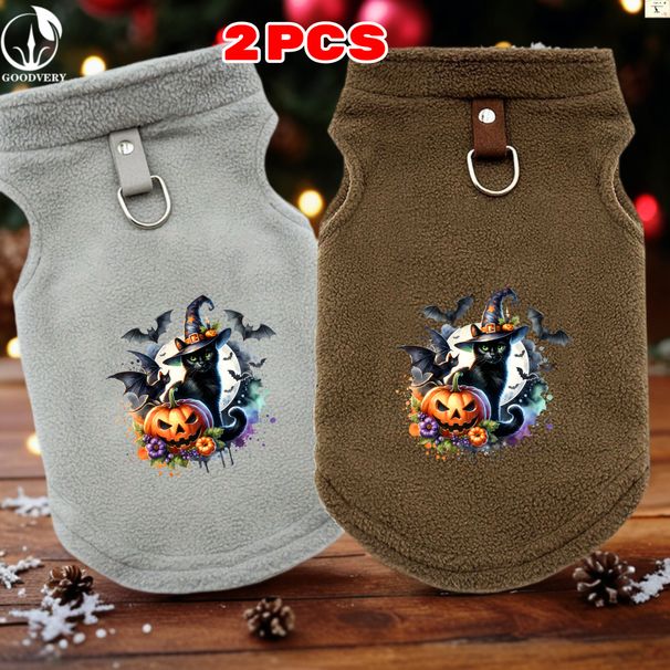 Felpe con cappuccio in stile Halloween a forma di canguro, 2 pezzi, mantengono il tuo animale domestico al caldo in autunno e inverno. Include una tasca posteriore, ideale per passeggiate e avventure._voghion.com