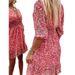 Damen Blumenkleid, Kurzärmeliges Bohemian Kleid_voghion.com