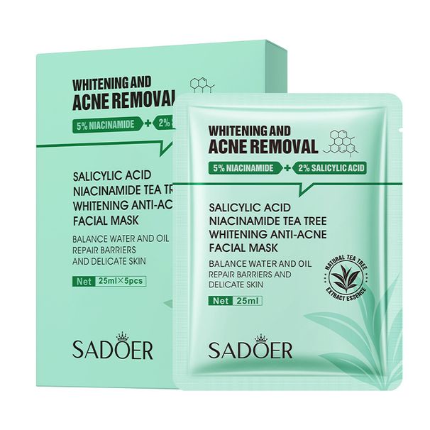 Mask SADOER Salicylic Acid Niacinamide Tea Tree Whitening Acne Mask Mask 25ml × 5pcs_voghion.com