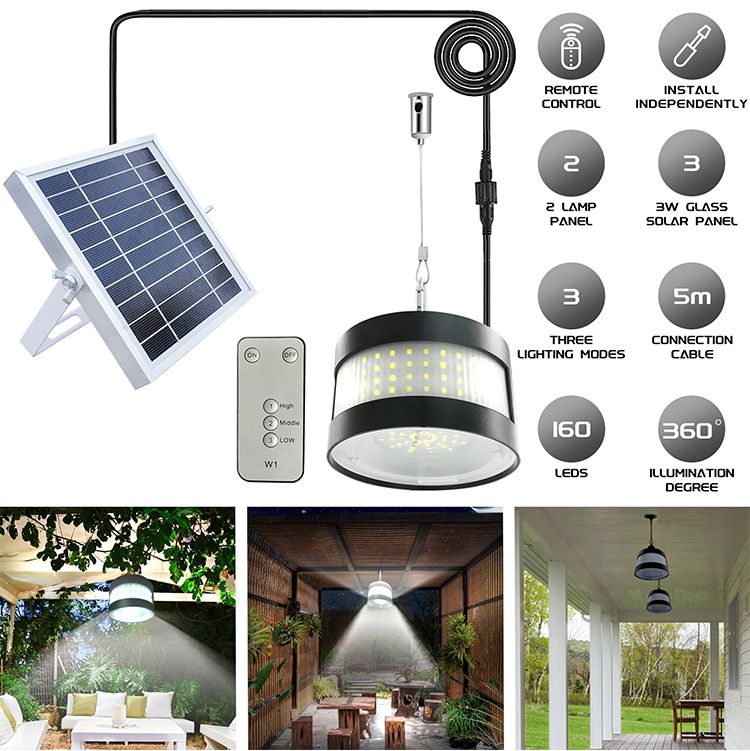 Lampes solaires suspendues Lampes solaires pour abri de jardin avec télécommande Lampe suspendue intérieure et extérieure à énergie solaire Éclairage décoratif étanche_voghion.com