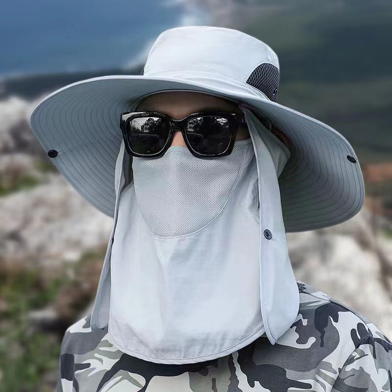 Fisherman hat men's summer anti-UV outdoor travel sun hat fishing sun protection hat large brim sun hat_voghion.com