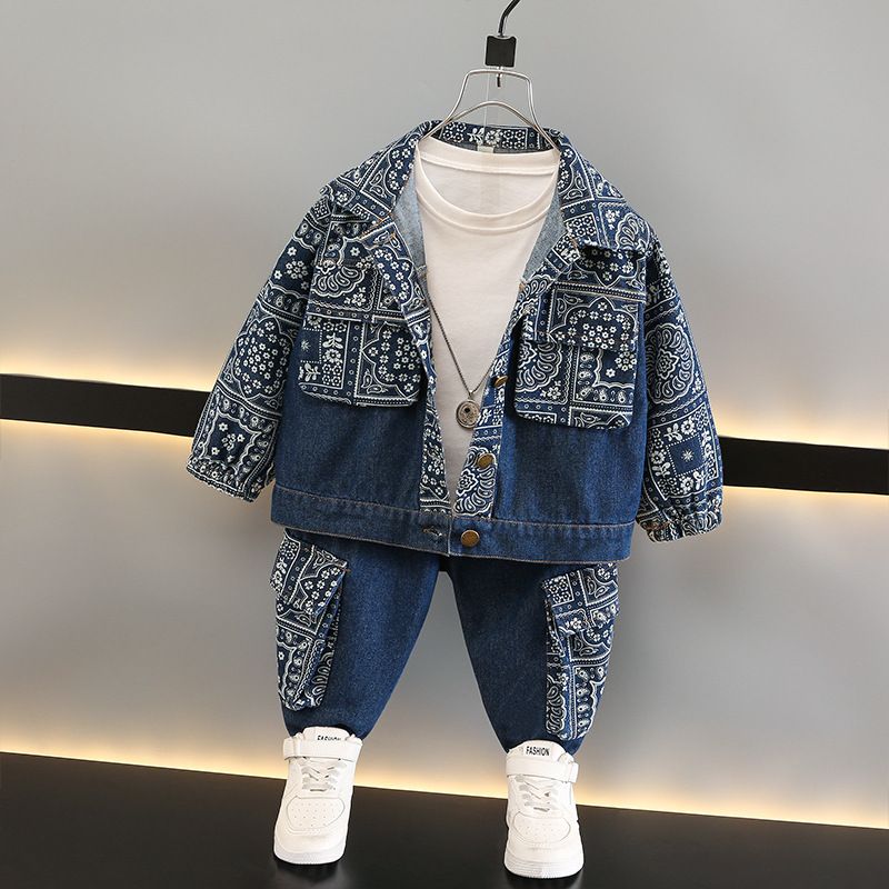 Kid's Clothing boys autumn suits 2024 new style children's spring and autumn style cool and handsome baby net celebrity denim clothes_voghion.com