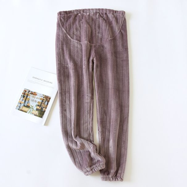 Ultra-Soft Maternity Lounge Pants With Belly Support - Thick Flannel Thermal Pants For Pregnancy & Postpartum (Multiple Prints & Sizes)_voghion.com