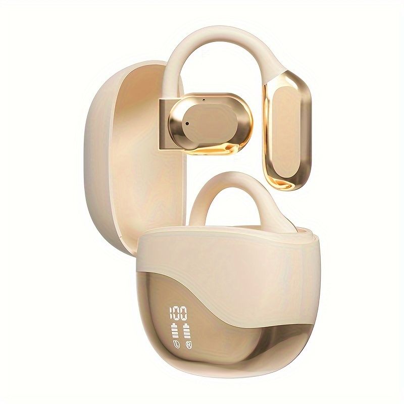 URIZONS OWS TWS Austiņas Silikona auss āķa austiņas ar mikrofonu brīvā gaisa vadāmība uz ausīm uzliekamas austiņas Bezvadu austiņas ar gredzenu sporta ceļojumiem Nekaitē _voghion.com