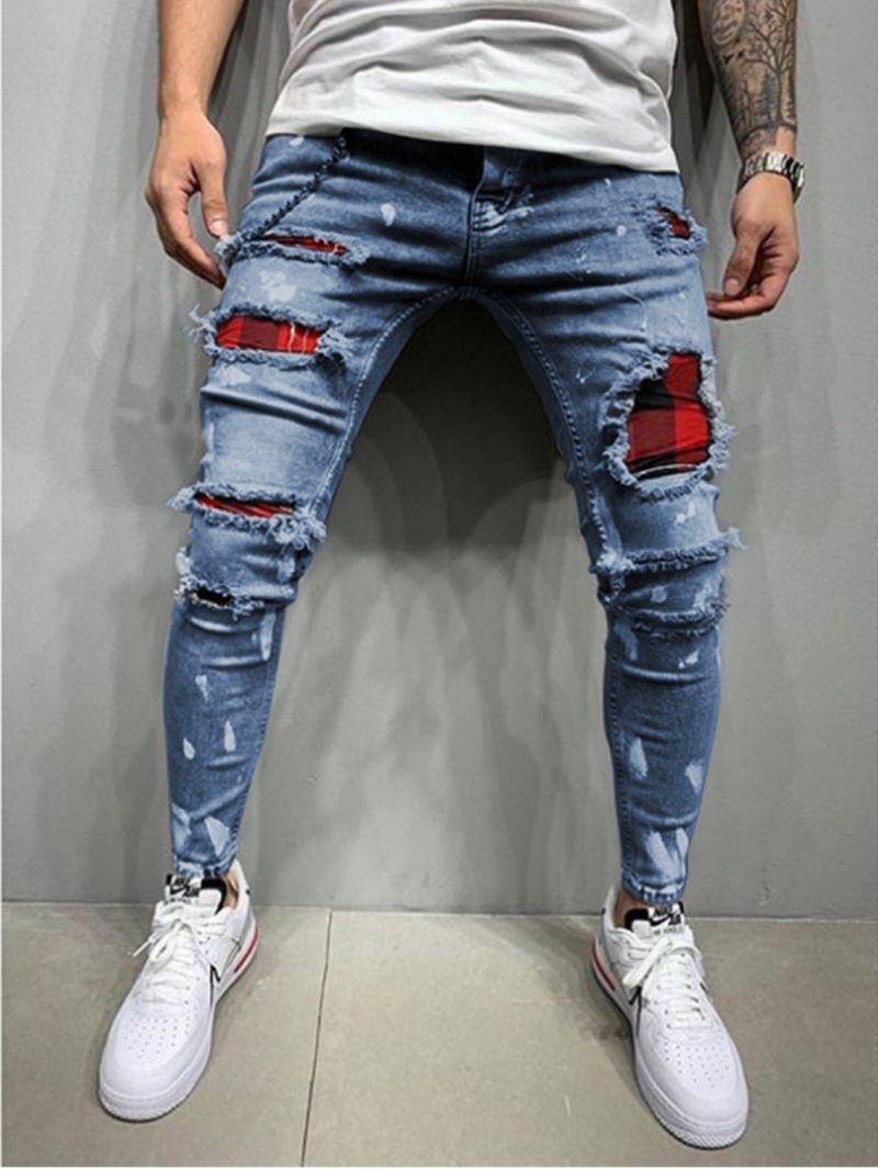 Herren Graffiti Ripped Jeans – Distressed Denim Hose mit künstlerischen Farbspritzern | Trendy Streetwear_voghion.com