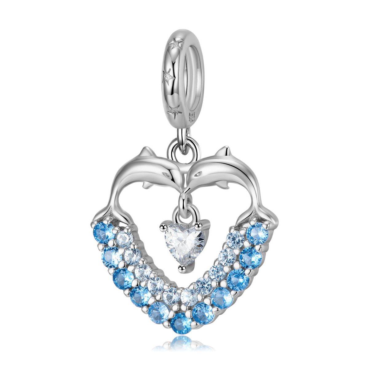 Women's Beads Love Pendant Blue S925 Sterling Silver Inlaid Bracelet Necklace DIY Beaded Jewelry Accessories Wholesale_voghion.com