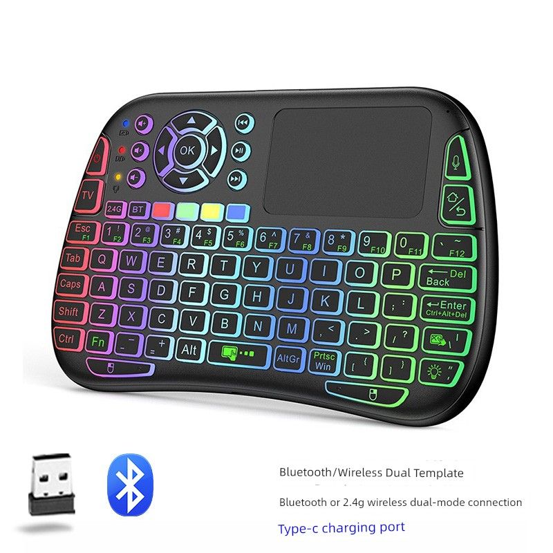 Mini tastiera e mouse wireless Bluetooth a doppia modalità, super grande, touch screen, per telefono cellulare, computer e TV._voghion.com