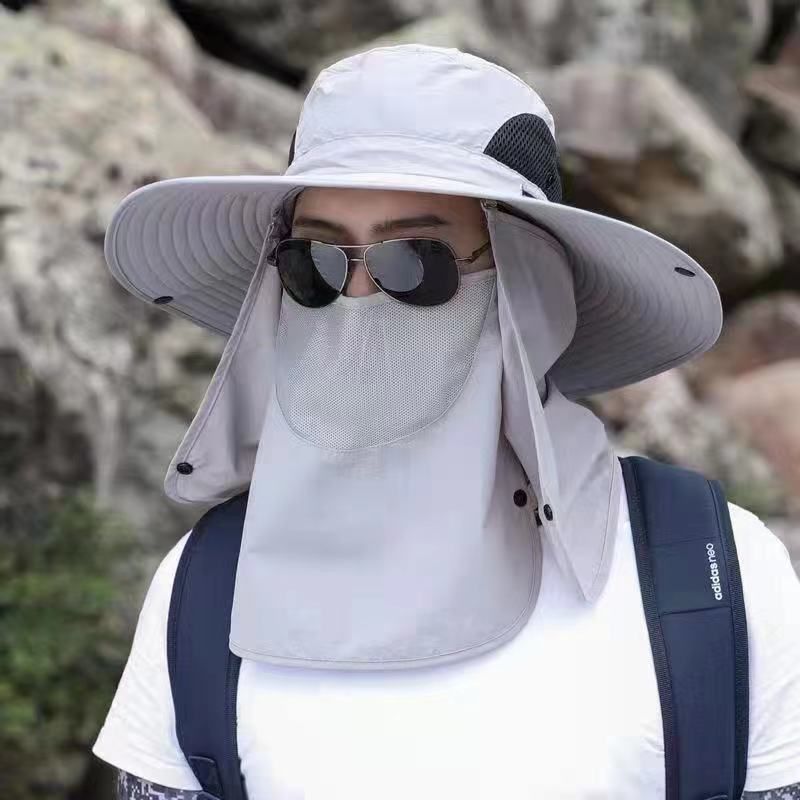 Cappello da pesca estivo da uomo a tesa larga e con protezione UV, cappello, custodia da viaggio, cappello da pesca per viso e collo_voghion.com