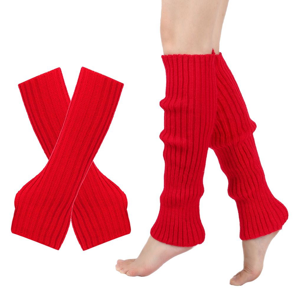 Set di guanti unisex per le gambe Guanti di lana lavorati a maglia Scaldamuscoli caldi Set di stivali Calzini di colore fluorescente_voghion.com