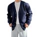 Men's Solid V-Neck Knit Cardigan - Lightweight Open Front Sweater For Autumn, Casual Loose Fit, Versatile Styling_voghion.com