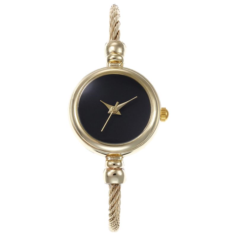 Yamaler Fashion Damen-Armbanduhr ohne Skala, rundes Zifferblatt, Legierung, Drahtband, Armreif, Quarz-Armbanduhr_voghion.com