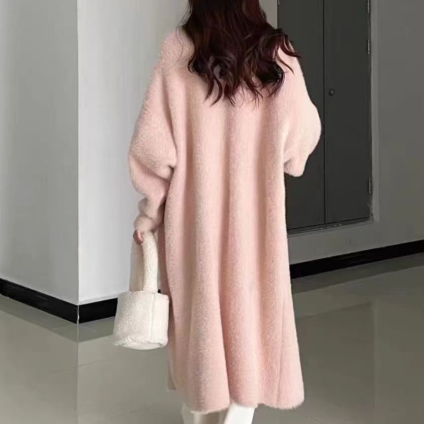 Soft & Cozy Knit Cardigan Sweater For Women – Oversized Long Open Front Coat With Luxe Faux Mink Texture, Loose Fit & Elegant V-Neck_voghion.com