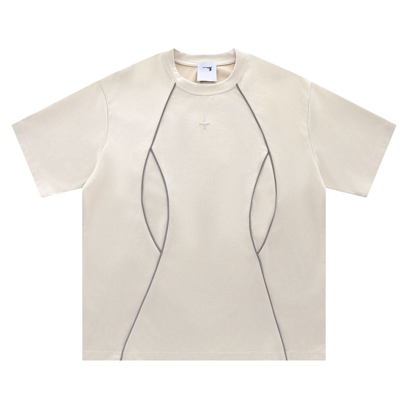 men's clothing Urban functional deconstruction style cityboy solid color simple fashion blockcore wear men's short-sleeved T-shirt tee_voghion.com