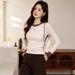 ragazza #La scelta migliore# T-shirt elegante color-block dal design di alta qualità per donna a maniche lunghe, autunno 2025, nuova base in puro cotone_voghion.com