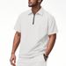 Men's New Summer Polo Shirt Short-sleeved Checkerboard Checkered Jacquard Lapel Casual Loose Half-zipper Shirt_voghion.com