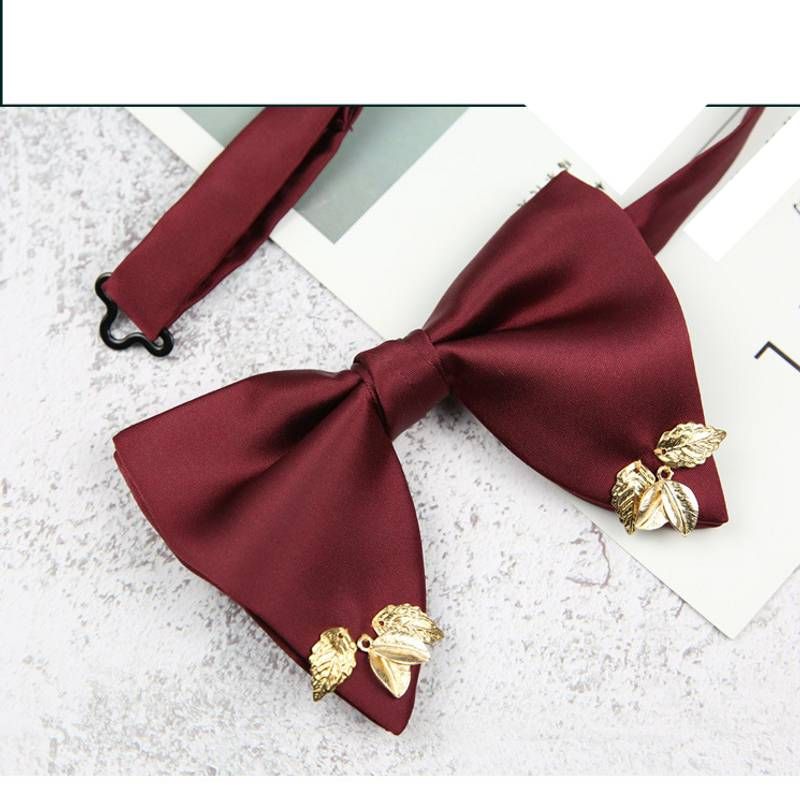 Unisex Horn Male Bow Tie Formal Wedding Groom Bow Suit Dress Solid Color Inlaid Black Bow Tie_voghion.com